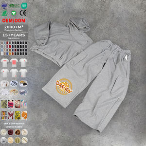 Ensemble survêtement en molleton de coton français surdimensionné à double couche, coupe ample et évasée, personnalisé pour hommes - Product Image 1