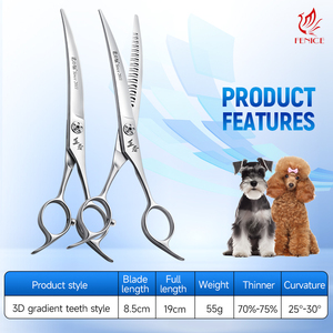 <span class=keywords><strong>Ciseaux</strong></span> à effiler incurvés Fenice Patent Design <span class=keywords><strong>pour</strong></span> animaux de compagnie avec dents dégradées 3D <span class=keywords><strong>pour</strong></span> le toilettage des chiens - Product Image 5