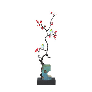 Copper And Gold Years Copper Flower Bird Tree Ornament Irregular Shape <b>Table</b> Decor For Living Room Entrance Hall Gift - Product Image 4