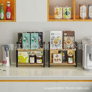 Wooden Storage Rack 2 Tier <b>Standing</b> Multipurpose Kitchen Countertop Organizer Modern Minimalist Design - Product Image 1