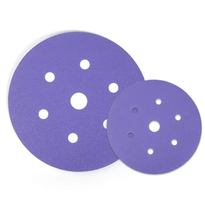 6 inç cırt cırt zımpara diski, 80 Grit mor Polyester Film araba parlatma için 7 delik ile zımpara, ahşap, Metal yüzey - Product Image 3