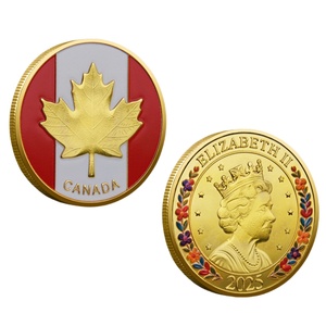 12 ans d'usine personnalisé métal émail défi pièce <span class=keywords><strong>feuille</strong></span> d'érable canadienne pièces d'or et d'argent reine pièces d'or cadeau de collection - Product Image 1