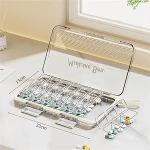 Caja Rectangular Transparente para Pastillas de PC, 7 Días, 21 Compartimentos, Transportable, con Tapa Segura, para Vitaminas Diarias - Product Image 2