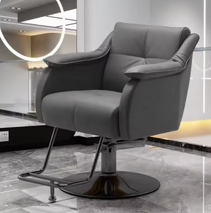 Sillón de Belleza Hidráulico, Muebles de Salón, Sillón de Barbería de Cuero y Madera con Base Cromada para Peluquería o Barbería - Product Image 1