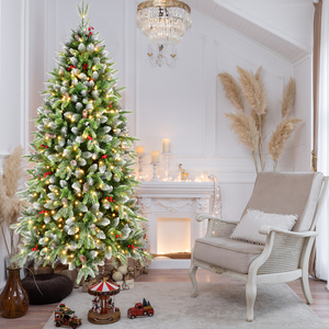 Nuevo Árbol <span class=keywords><strong>de</strong></span> <span class=keywords><strong>Navidad</strong></span> Artificial <span class=keywords><strong>de</strong></span> Pino con Base Impermeable, 500-1000 Luces LED con Control Remoto, Resistente al Fuego y Ecológico - Product Image 2