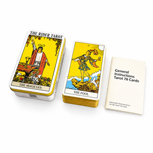 Custom <strong>Tarot</strong> <strong>Cards</strong> with Gold Gilded Edges Professional 350gsm Linen Rider Waite <strong>Tarot</strong> in Tin Box OEM Wholesale - Product Image 2