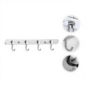 Gancho para Ropa de Armario, Gancho Trasero para Puerta, Acero Inoxidable 304, Instalación sin Perforaciones para Baño - Product Image 1