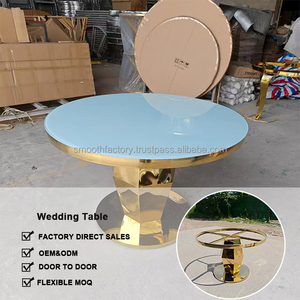 SMOOTH Custom Circle Glass Stainless Steel <b>Table</b> Wedding Banquet Hall Decoration Events Party <b>Table</b> - Product Image 2