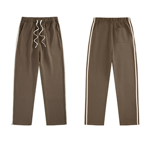 Pantalon et sweat à capuche de marque à deux rayures à blocage de couleur 2025 ensemble décontracté en coton éponge printemps-automne - Product Image 2