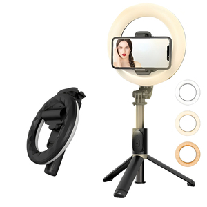 Trépied de prise de vue avec perche à selfie et anneau lumineux de 6 pouces, trépied pliable en aluminium ABS extensible de 79,8 cm pour téléphone et appareil photo - Product Image 2