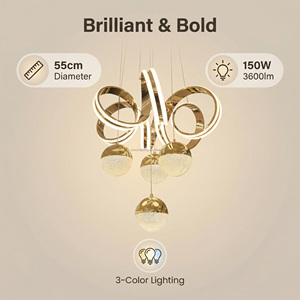 Lampada a Sospensione LED di Lusso Contemporanea 150W <span class=keywords><strong>per</strong></span> Soggiorno, Sala da Pranzo, Camera da Letto - Lampadario Moderno <span class=keywords><strong>per</strong></span> Hotel, Villa, Caffè - <span class=keywords><strong>Materiale</strong></span> Durevole - Product Image 4
