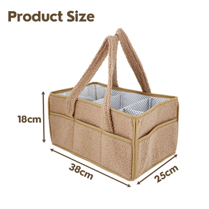 Bon prix, vente en gros, grand panier cadeau essentiel pour nouveau-né en velours Teddy, panier de rangement pour pépinière, sac organisateur pour bébé - Product Image 2