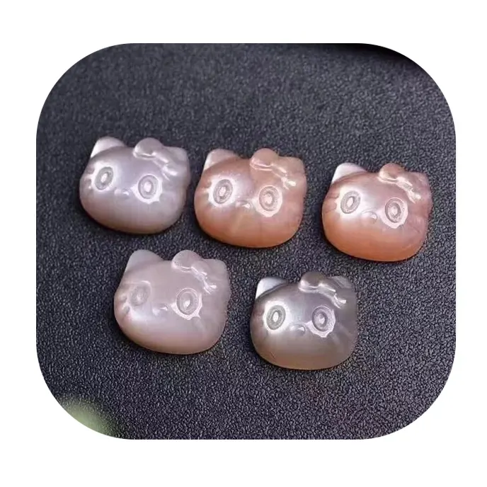 Wholesale High quality Natural sunstone cat eye Hello Kitty Cat Head Flowers Shape Mini Crystal Carving fengshui