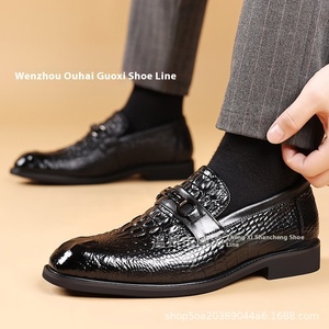 New Style Men's Casual <b>Dress</b> Shoes Top Layer Cowhide Oxfords Genuine Leather Business Breathable Single-Layer Slip-On Autumn - Product Image 3