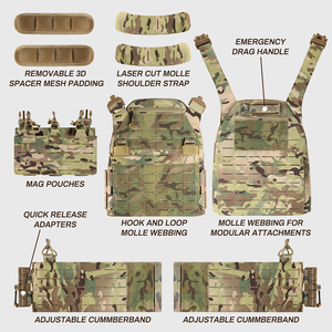 Chaleco Táctico Portaplacas PTG Ligero de Liberación Rápida Estilo MOLLE de Nailon 500D - Product Image 4