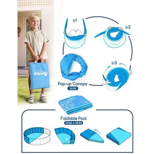 Piscine ronde gonflable avec auvent pare-soleil pour enfants, jeux aquatiques en plein air, matériau PVC bleu ciel - Product Image 4