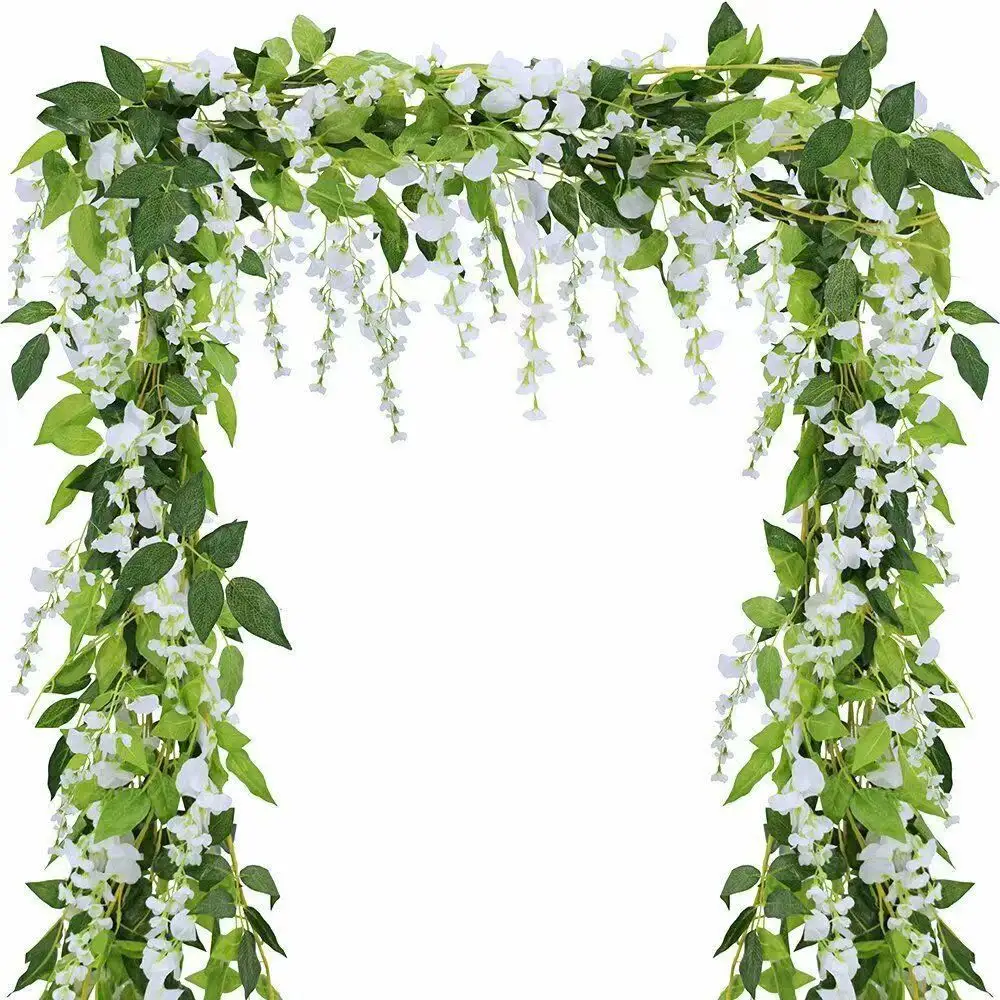 Haute qualité crypté glycine artificielle fleurs suspendues vigne maison mariage décoration plante glycine guirlande