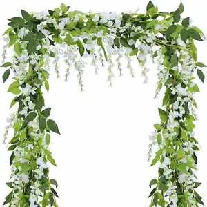 Haute qualité crypté glycine artificielle fleurs suspendues vigne maison mariage décoration plante glycine guirlande