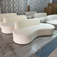 Canapé Bouclé Courbé de Luxe Style Nordique, Canapé Minimaliste en Tissu, Canapé Moderne Crème pour Salon