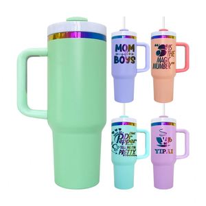 Vaso Térmico Macaron Color H2.0 de 40 oz con Asa y Pajita, Diseño Grabado con Láser e Impresión 3D, para Viajes - Product Image 3