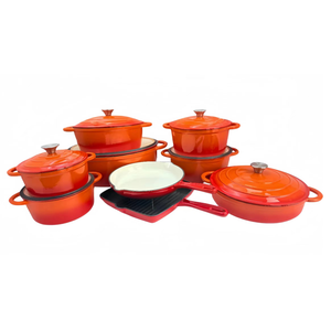 Ensemble de 9 casseroles et poêles à frire <span class=keywords><strong>pour</strong></span> four hollandais casserole peu profonde cuisson du <span class=keywords><strong>pain</strong></span> ensemble d'ustensiles de cuisine en <span class=keywords><strong>fonte</strong></span> émaillée orange - Product Image 1