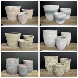 Pot de fleur antique en béton rouille, grand pot de plantes d'extérieur en fibre de verre pour jardin et hôtel - Product Image 4