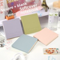 Carnet portable carré en PU, 80 feuilles (40 quadrillées + 40 pages vierges) – Journal de planification pour étudiants