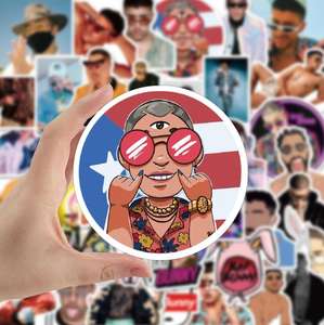 ZY0484C 50 pegatinas de <span class=keywords><strong>vinilo</strong></span> impermeables del cantante puertorriqueño <span class=keywords><strong>Bad</strong></span> <span class=keywords><strong>Bunny</strong></span> para botellas de agua, equipaje y portátiles, pegatinas de moda - Product Image 5