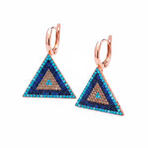 Boucles d'oreilles pendantes en zircon, design œil, bijoux fins, fabrication artisanale turque, bijoux en argent sterling 925 - Product Image 2