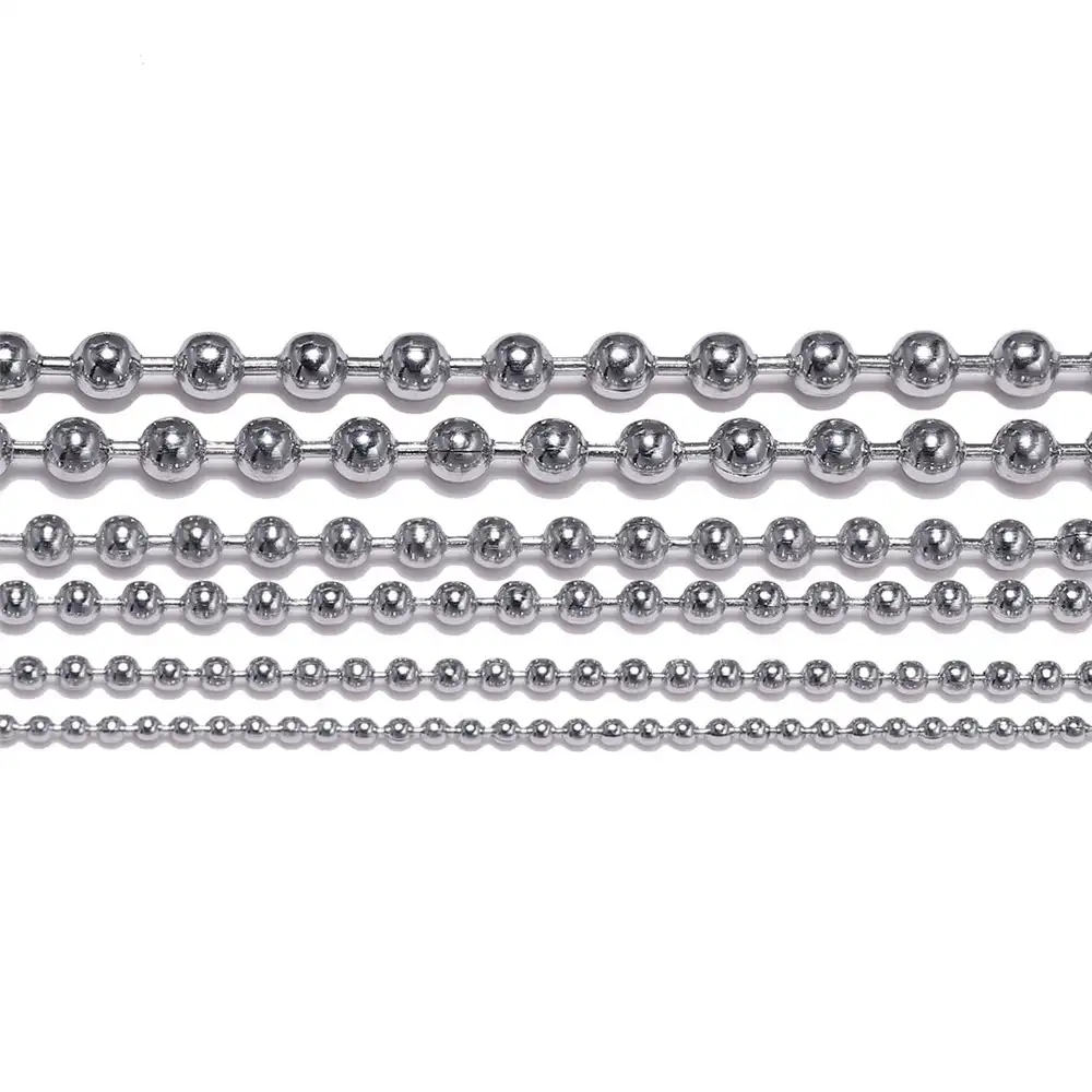 Wholesale 1.5mm / 2.0mm / 3.0mm / 4.5mm / 6.0mm / 8.0mm ball necklace chain 316L stainless steel chain necklace for pendant