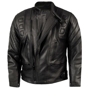 Blouson en cuir de moto en gros, nouveau design, protection optimale, vêtement de course pour motard, coupe ajustée, uni - Product Image 1