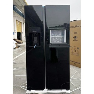 <span class=keywords><strong>Réfrigérateur</strong></span> en acier inoxydable à double <span class=keywords><strong>porte</strong></span> côte à côte noir <span class=keywords><strong>Distributeur</strong></span> d'eau pour machine à glaçons Capacité de 613L Installation portable Français - Product Image 4