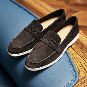 Mocassins carrés en daim et cuir véritable de style britannique pour hommes, chaussures de soirée respirantes et légères, finition mate - Product Image 3