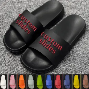 2022 Man Slippers Embroidery Designers Slides Sandal Pu Custom Slides Size 48 Custom Image Slides