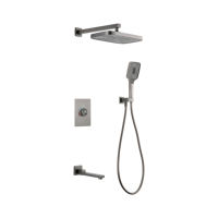 Ensemble de robinetterie de douche thermostatique moderne encastré en laiton noir mat à poignée unique 3 fonctions pour eau chaude/froide