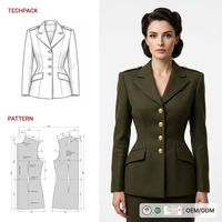 Blazer en Laine Personnalisé Style Rétro Années 40 avec Boutons Dorés et Taille Cintrée Effet Sablier pour Femme