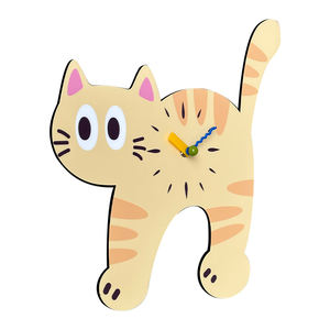 Reloj de pared de gato de diseño Original, reloj de MDF personalizado Simple moderno único de cuarzo Animal, sala de estar, Rosa menta silencioso - Product Image 3