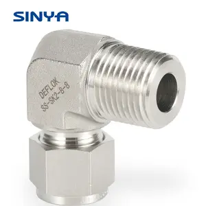 Instrumentation Fittings 1/4" Tube X 1/4" NPT Twin Ferrule Compression Tube Fittings 316 Stainless Steel 90 Male Elbow