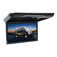 Système de divertissement automobile Android motorisé 19 pouces, écran tactile FHD inclinable pour montage au plafond, stéréo pour fourgonnette/bus, télécommande