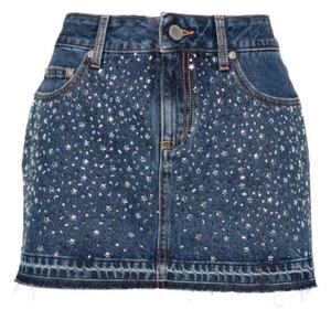 Falda vaquera de verano con diamantes de imitación, diseño OEM, nueva, para mujer, color índigo, minifalda de algodón - Product Image 2