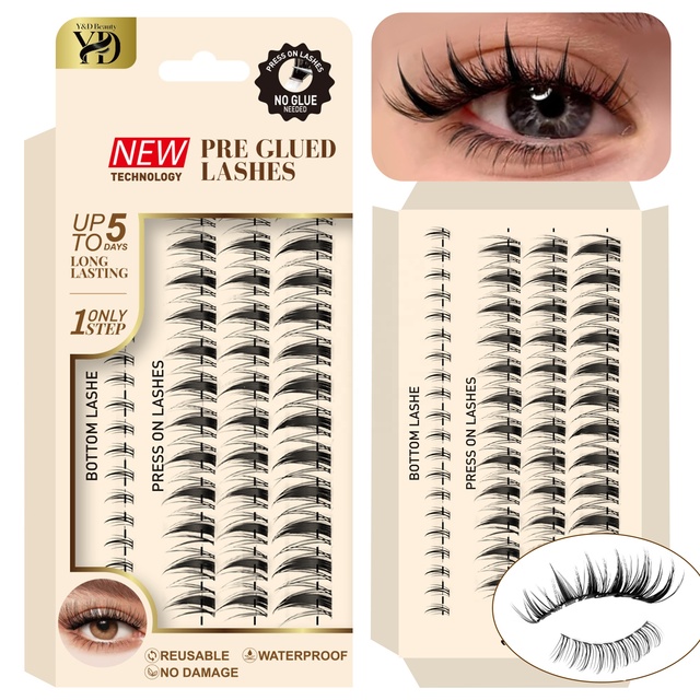 Private Label Handmade Waterproof Self Adhesive 12 Rows Volume 6D-8D Mega Volume Sharp Base Press False Eyelash Clusters