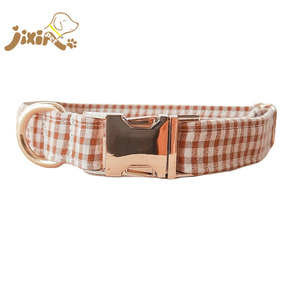 <span class=keywords><strong>Collar</strong></span> de Perro de Lujo en Tela de Algodón Suave con Patrón Sólido, Hebillas Metálicas Modernas y Cintas - Product Image 1