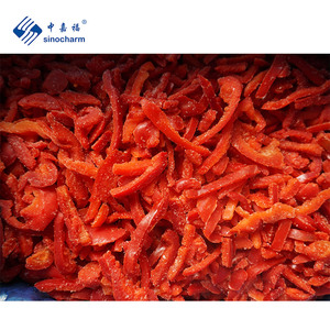 BRC A IQF Tiras de pimiento rojo Fabricante Exportador Precio al por mayor Pimiento rojo congelado de Sinocharm para pizza con código de la UE - Product Image 1