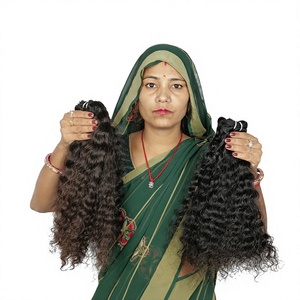 Wholesale <b>Cheap</b> Indian Remy Human Hair <b>Extensions</b> Natural Black Color Kinky Curly Bundles Machine Double Weft 100g Cuticle - Product Image 1
