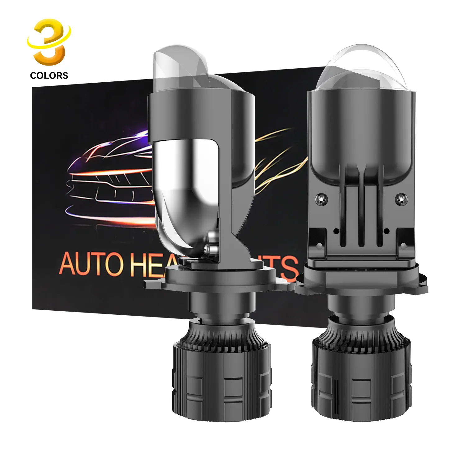 LED Lens Headlight A82 Black Super Bright LED H4 Car CSP LED Headlight Bulb 6500K White Car Headlight Daytime Running Light