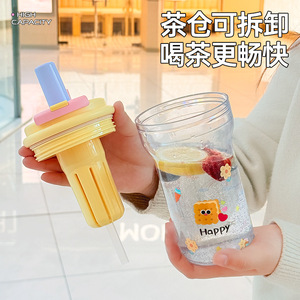 Tasse à boisson portable 700 ml, design cartoon, double mode de consommation, pour étudiants et femmes - Product Image 3
