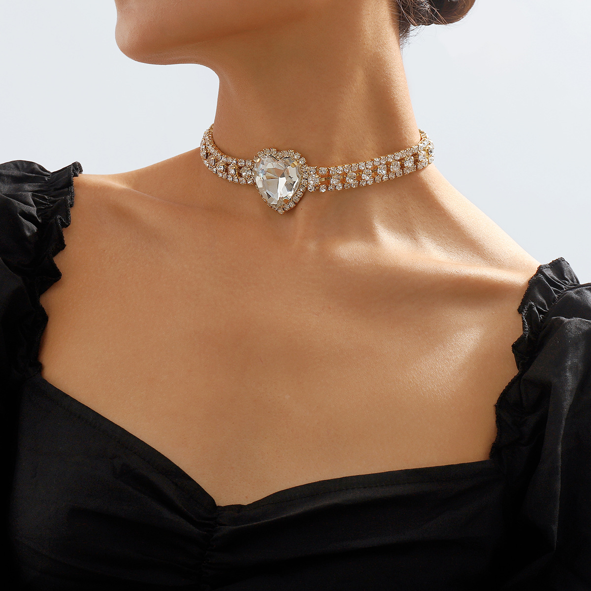 Baroque Luxury Claw Chain with Full Drills, Elegant Neck Chain