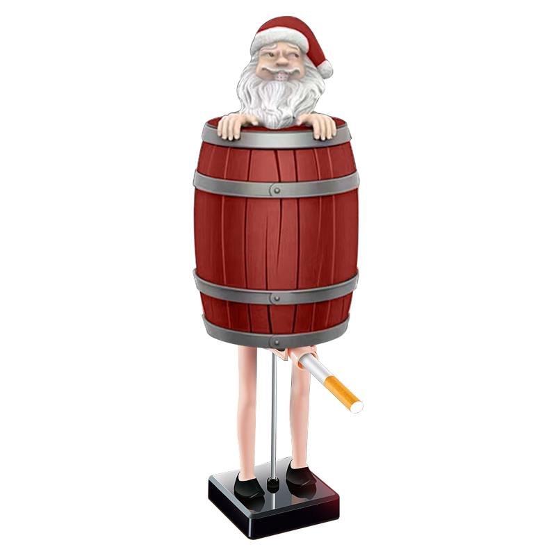 cheeky santa cigarette dispenser Funny Cigarette Holder Funny Santa Claus in the Wooden Barrel Cigarette  Dispenser Cigarette Holder Prank Toy Gift for Man