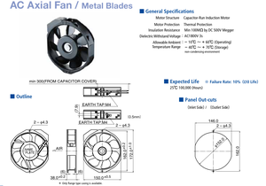 Ventilador axial de CA NMB-MAT 15038PB-B3L-EP de 150 mm, 230 V, para ventilación industrial, de alta eficiencia, con bajo flujo de aire, presión y velocidad. - Product Image 4