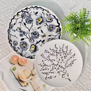 จานเซรามิคลายกิ่งไม้สไตล์มินิมอล ลายดอกไม้ประดับตกแต่งอย่างสวยงาม สำหรับการรับประทานอาหารอย่างหรูหราและตกแต่งโต๊ะอาหาร - Product Image 4